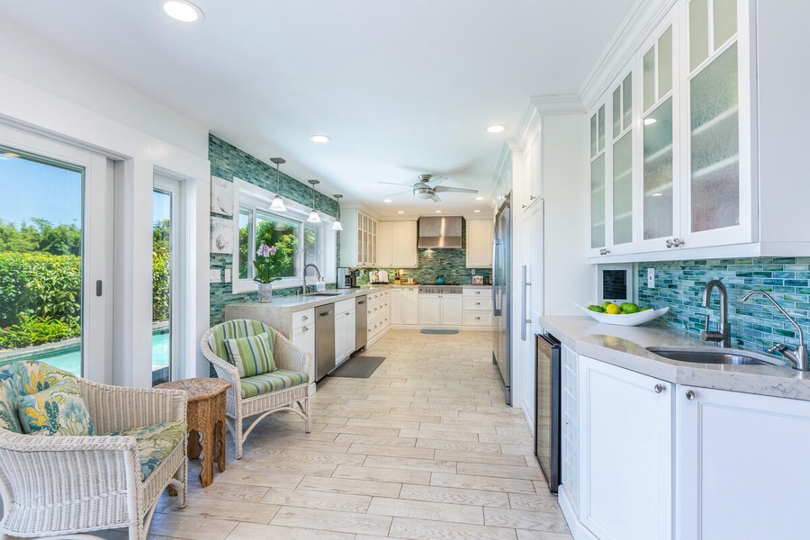 Enjoy preparing meals conveniently in the kitchen with wide counter spaces.