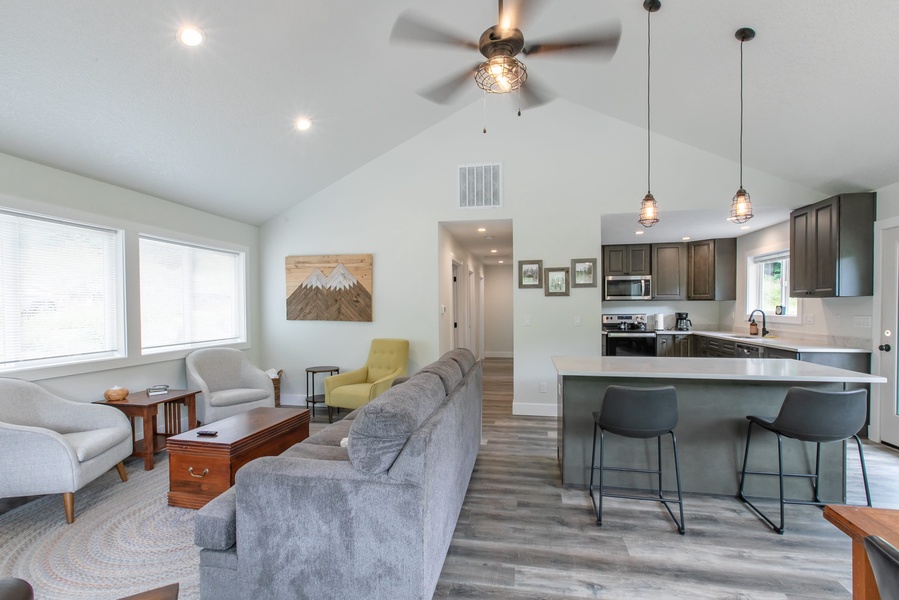 High-vaulted ceilings, and ample natural light, make it an ideal setting for spending some quality time together