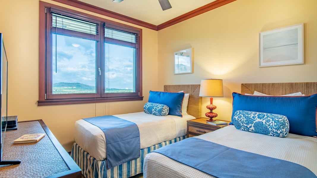 Wake up to a view of the mountains and golf course.