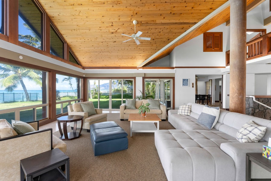 Expansive great room designed for gathering with ocean views from every angle.