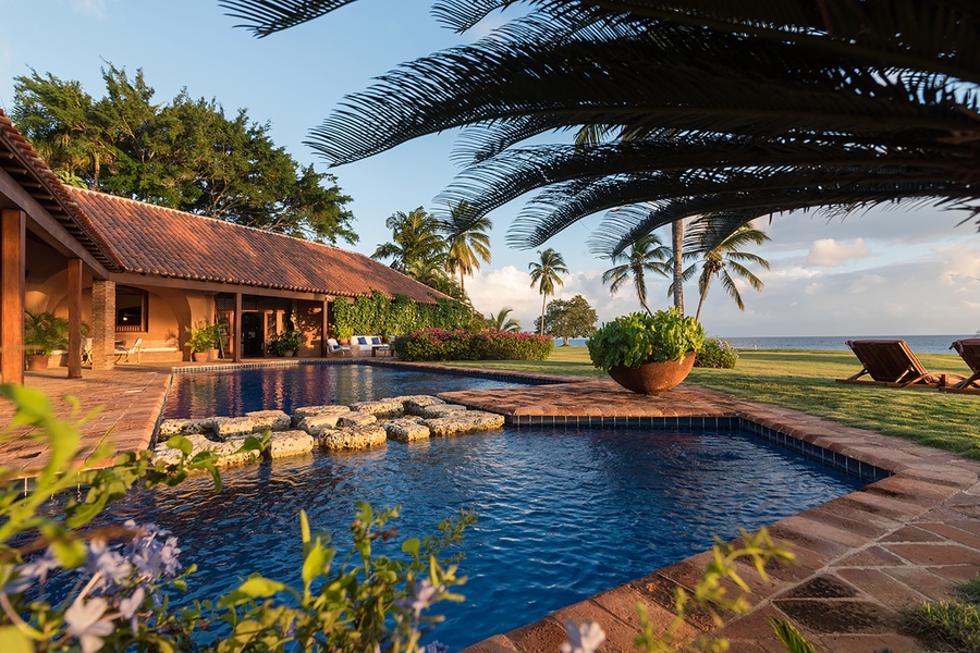 Relax in the tranquil pool and enjoy the ocean view.