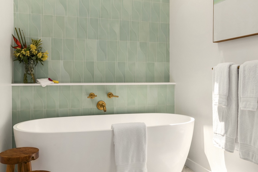 Amazing soaker tub in primary bath retreat