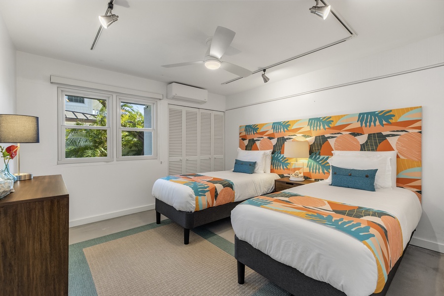 Bedroom 4- two twins convertible to a king with prior request.