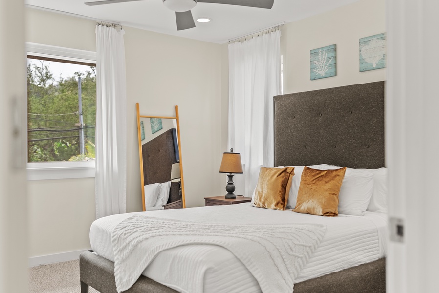 The guest bedroom with views outside.