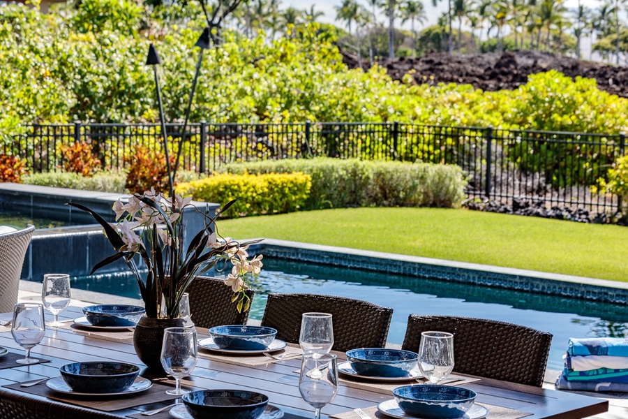 Savior sumptuous meals at the poolside al-fresco dining area