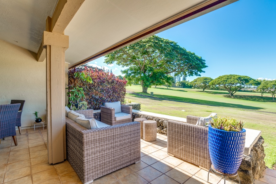 Relax at the lanai with plenty of outdoor furniture
