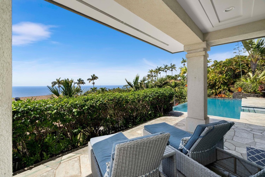 Outdoor loungers by the pool.