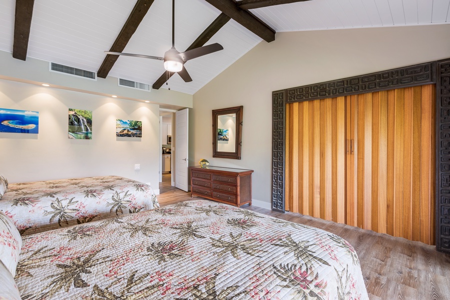 Bedroom with sliding doors that are able to completely close for privacy