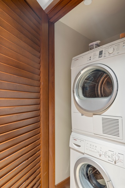 An in-unit washer and dryer to keep you nice and tidy.