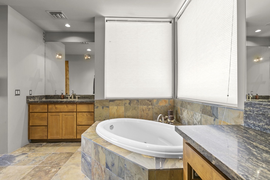 Spa-like ensuite comes with a soaking tub