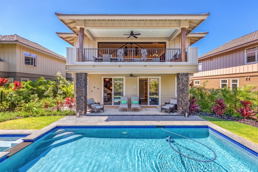 Plunge into your own private pool in a tranquil tropically landscaped garden.