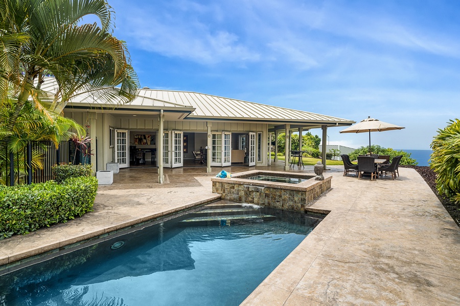 Enjoy the private pool and large Lanai with the Ocean in the distance!