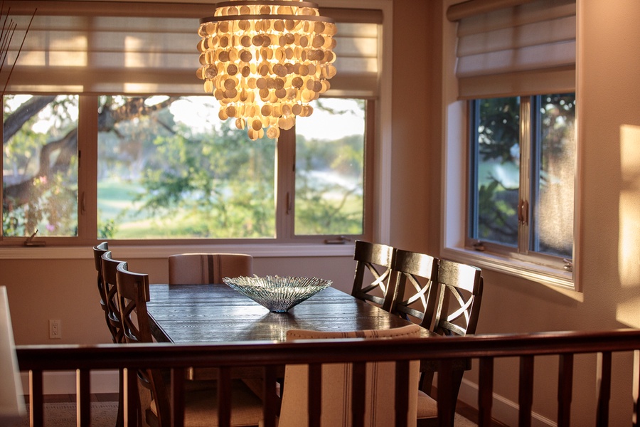 Delight in the natural light and scenic views while dining with family and friends.