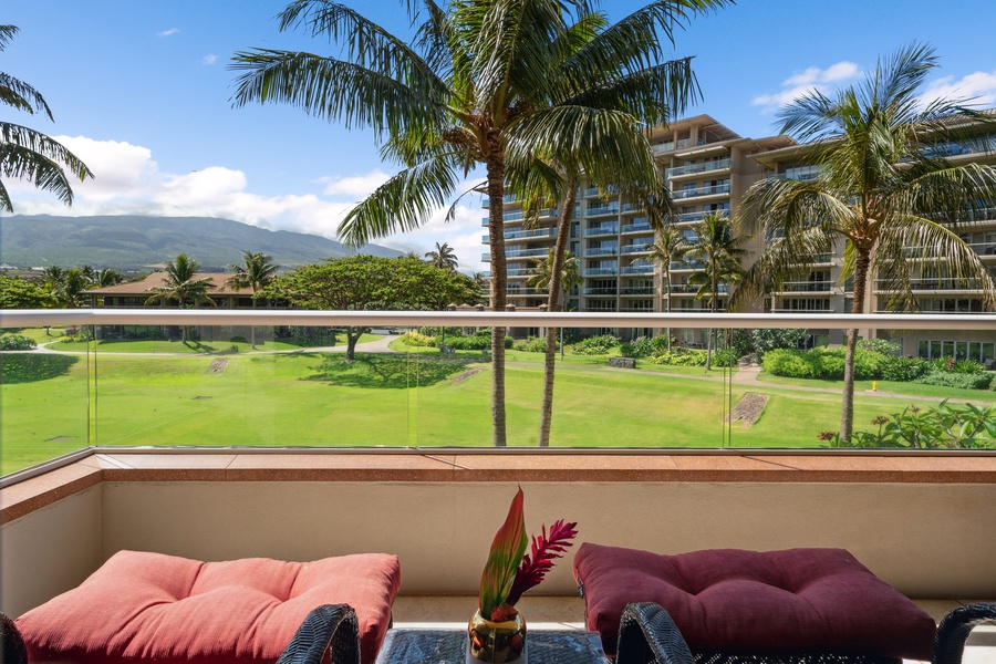 Partial ocean views from Honua Kai Konea 204’s lanai invite serene mornings and sunset reflections daily.