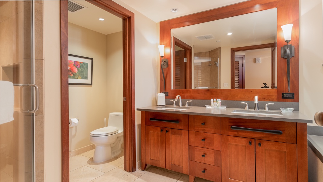 The primary guest bathroom.