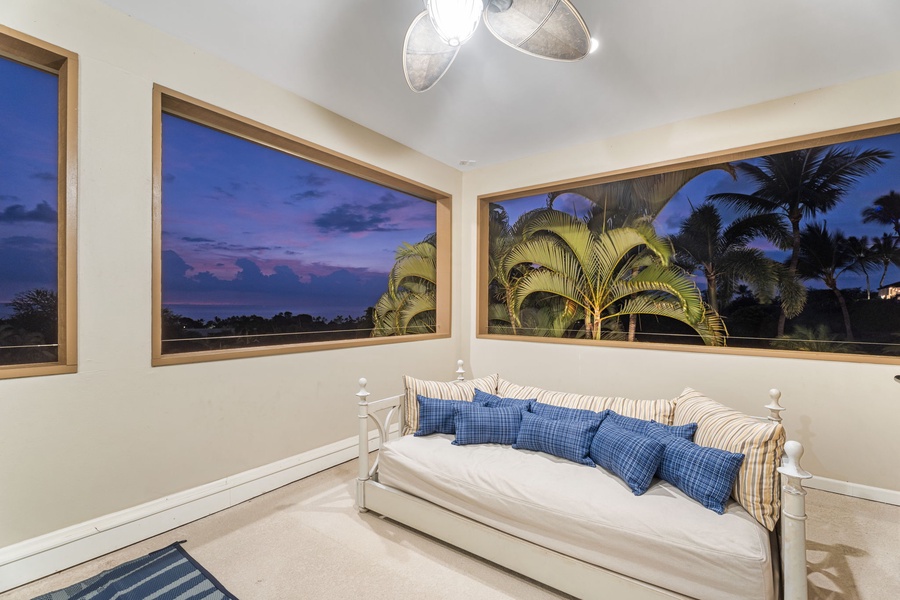 Cozy lanai with sunset views, providing the perfect spot for evening relaxation.