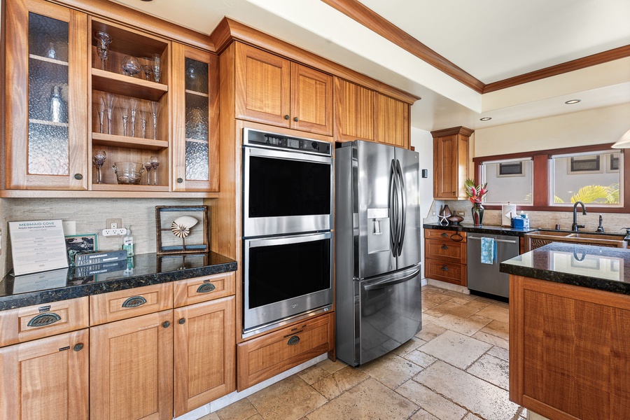 Bonus kitchen view featuring double ovens, wine storage, and generous cabinetry—ready for large groups or chef service.