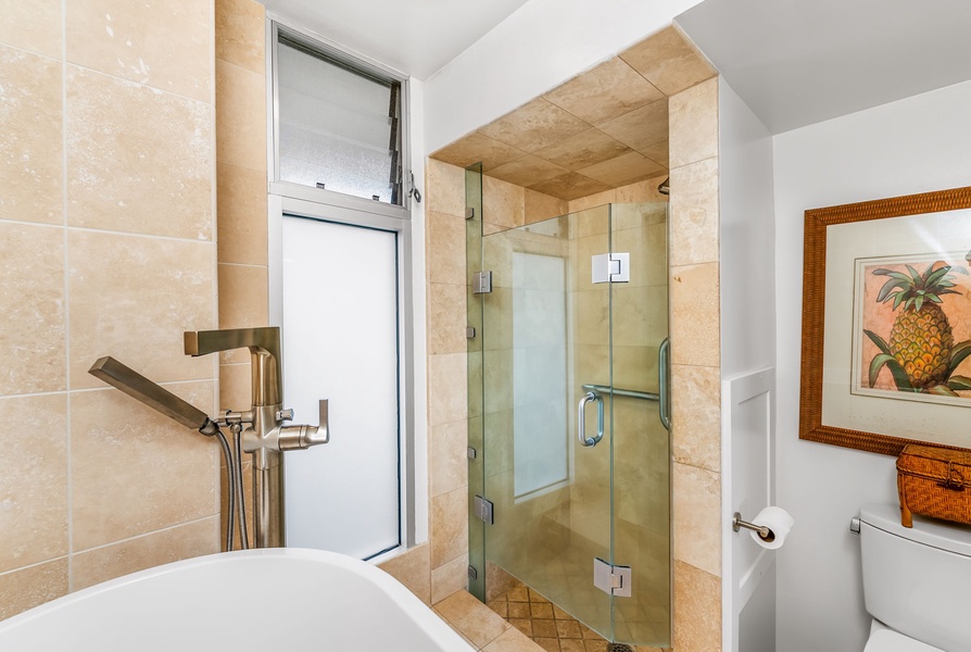 Thoughtful design extends into the guest bath, which includes modern fixtures, bright lighting, and elegant simplicity.