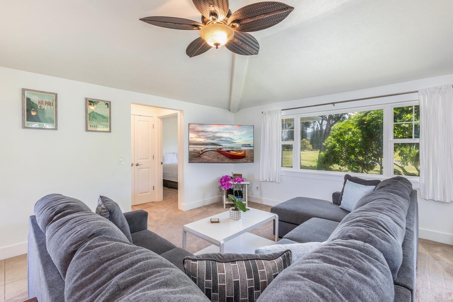 Living space perfect for reading, chatting, or relaxing indoors.