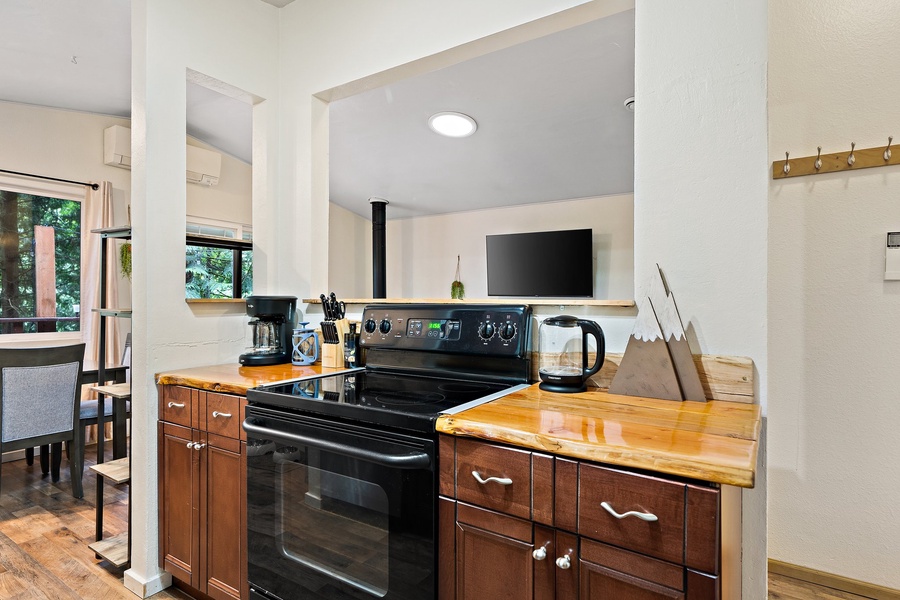 Fully-stocked kitchen for prepping meals