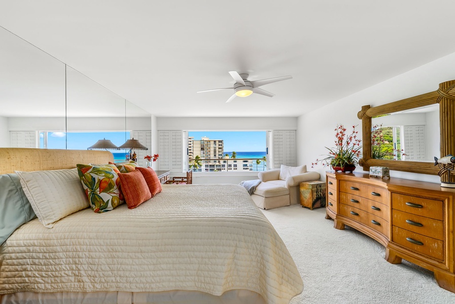 Wake to the shimmer of the sea and the golden tones of Waikiki’s skyline—right outside your window, no filter needed.