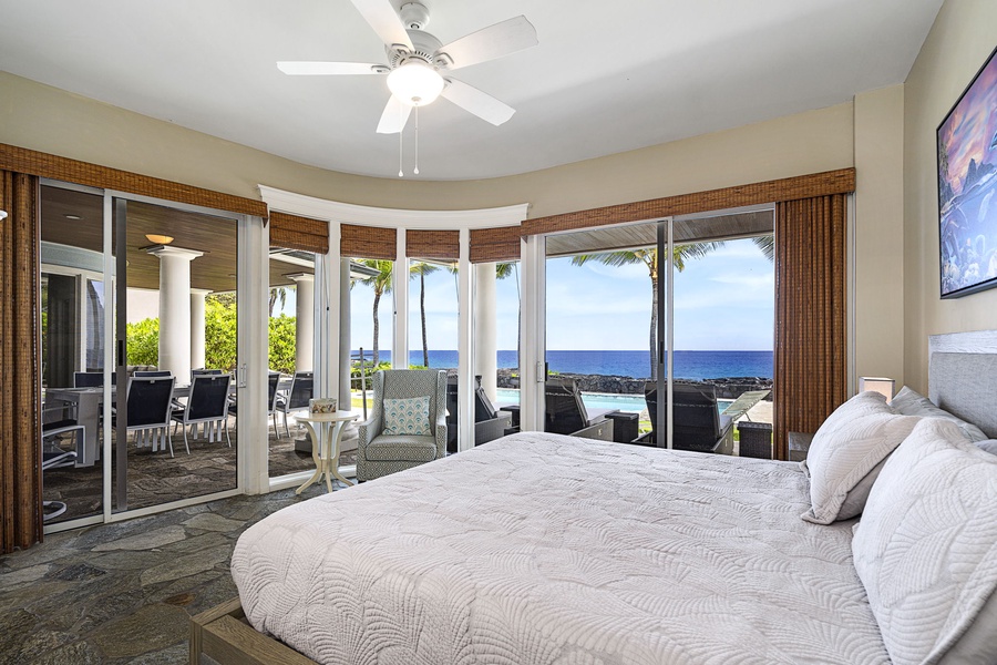Wake up to panoramic ocean views from this serene and spacious suite.