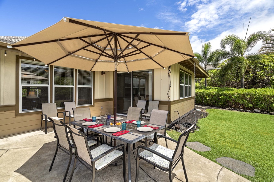 Experience outdoor dining at its finest on this beautiful lanai.