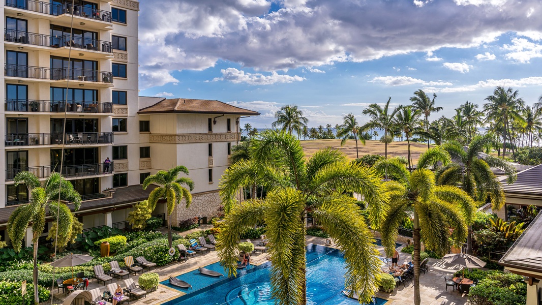 An incredible view of the pool and ocean from the lanai.