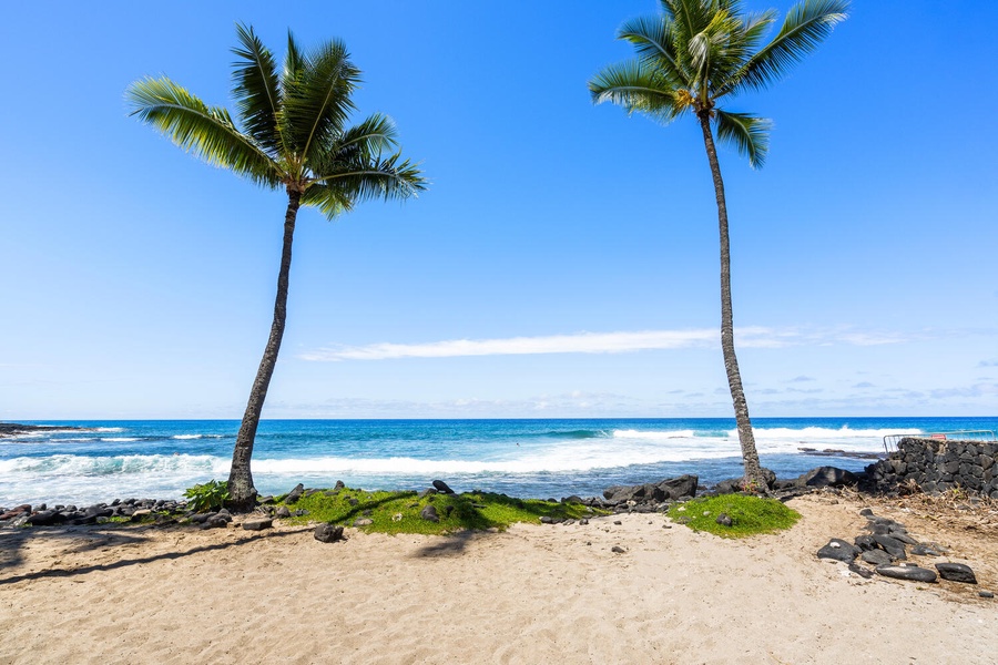 Looking West from the Beach in front of the Kona Reef Complex.