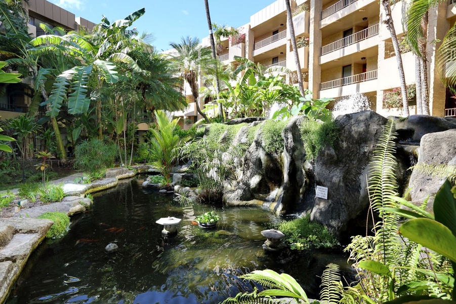 Koi Ponds and Lush Gardens directly off your lanai