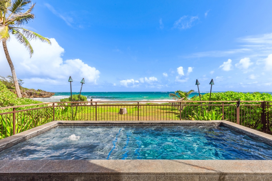 The infinity-edge pool offers a serene escape with uninterrupted views of the ocean.