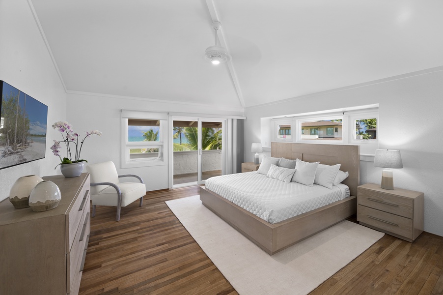 The Main Bedroom Suite boasts a king bed and ocean views
