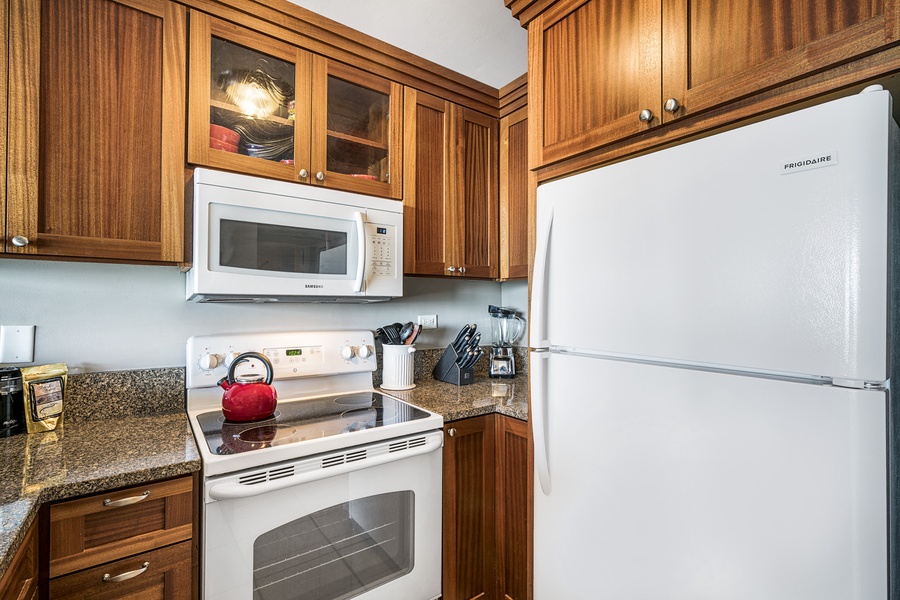 Updated appliances, granite counters, and cooking amenities