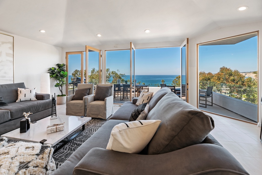 High top seating in the living area to take in the view in a peaceful corner