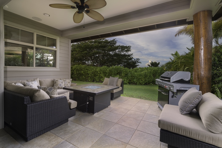 The covered lanai is an ideal outdoor living space.