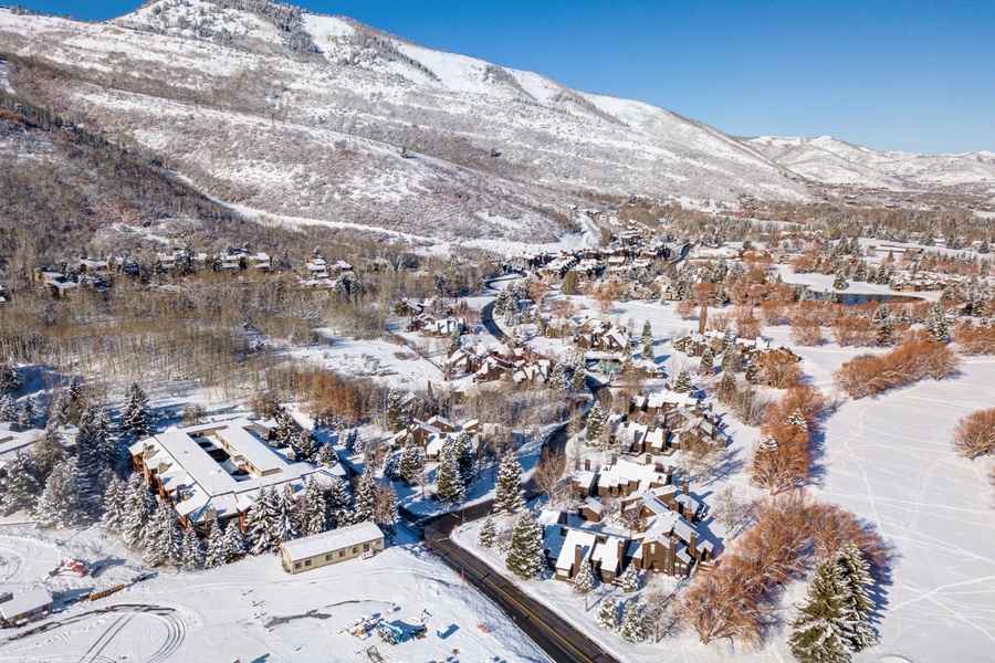 Cross the street and walk to the slopes