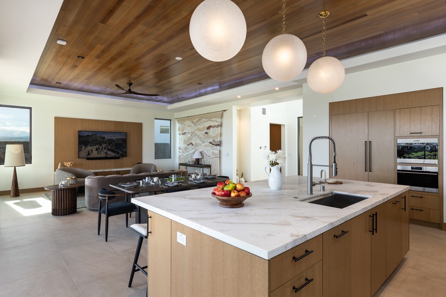 View from the kitchen to the living area.