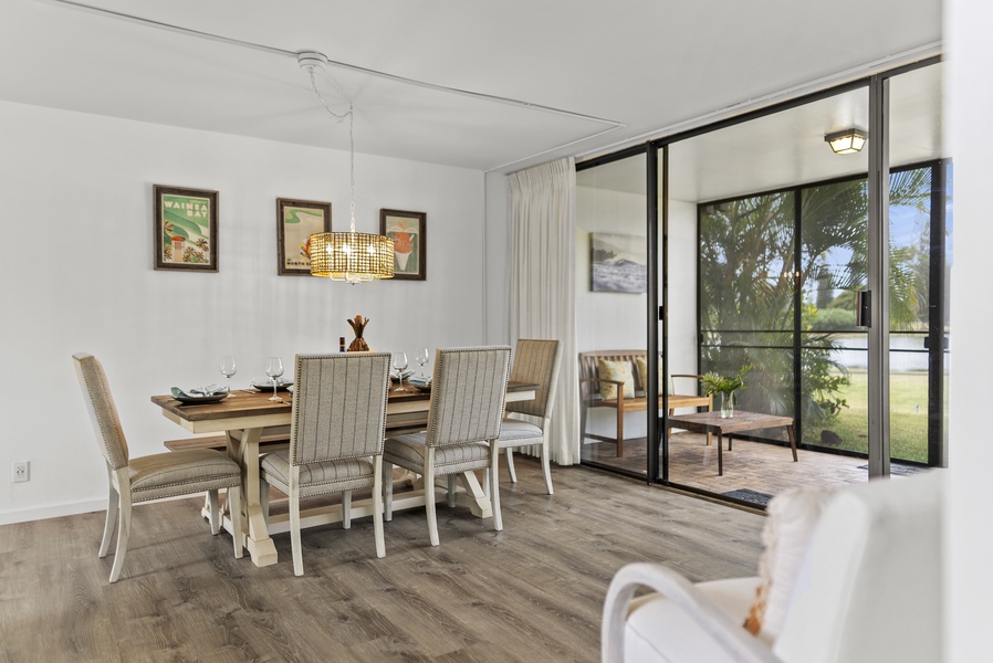 Dine with a view or enjoy your morning coffee on the lanai.