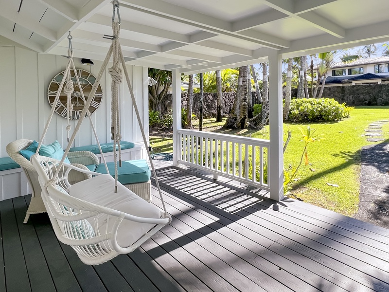 There's plenty of seating and a porch swing