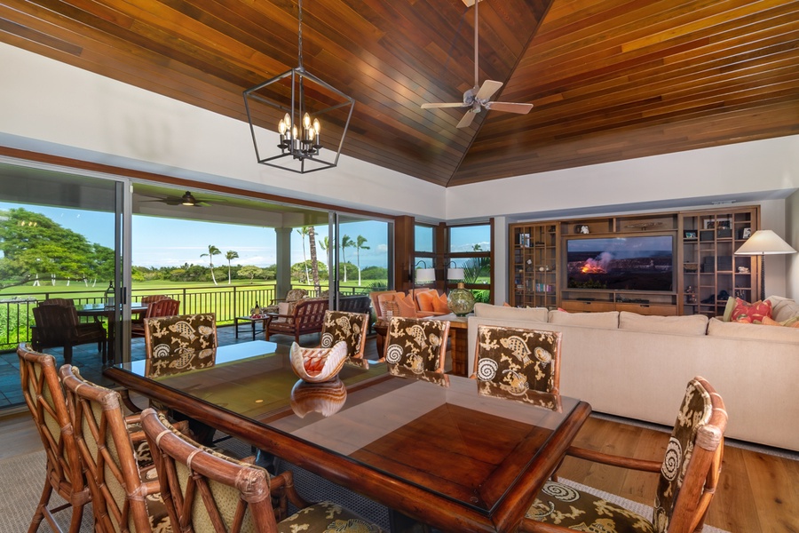 Gather around this elegant dining table while enjoying panoramic views and sophisticated island-style comfort.