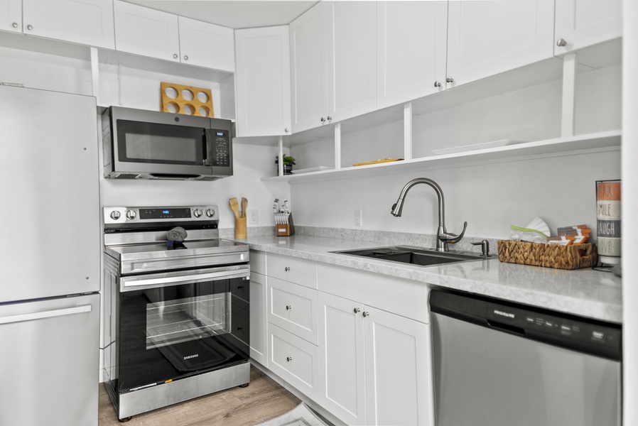 New stainless steel appliances.