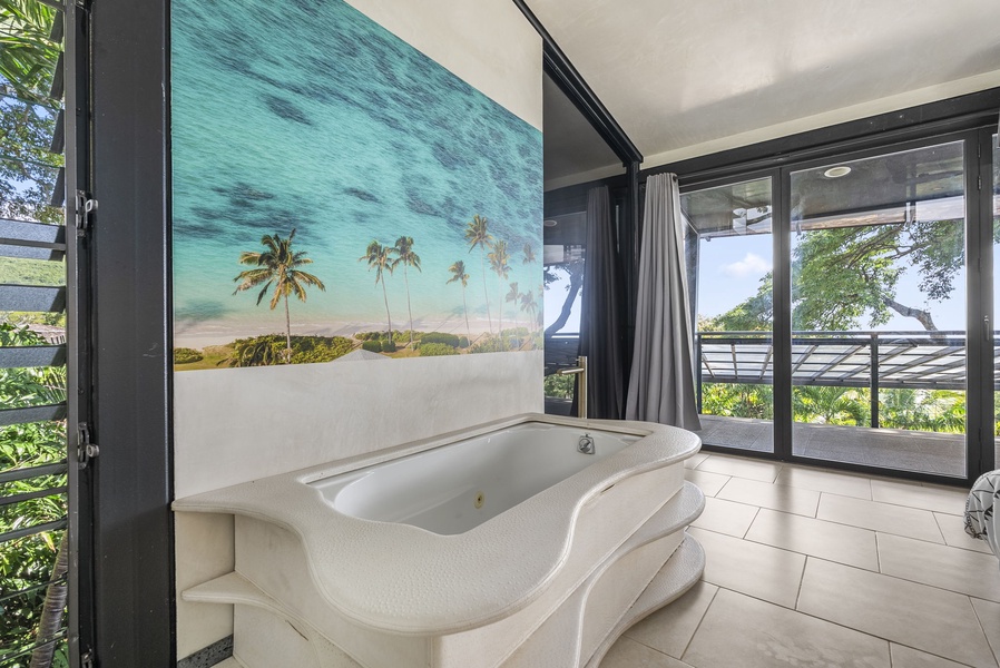 Relax in a deep soaking tub while taking in the serene island-inspired ambiance.