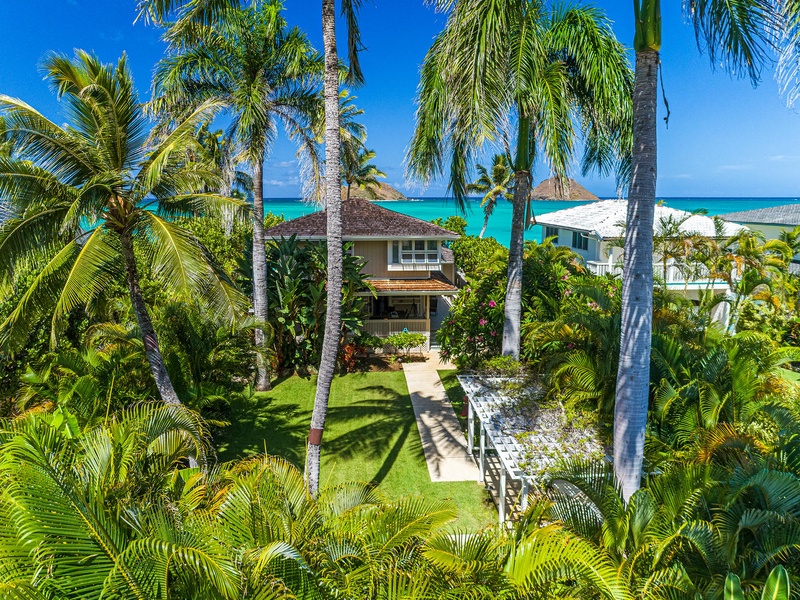 Tropical, two-story vacation rental just steps away from the renowned Lanikai Beach