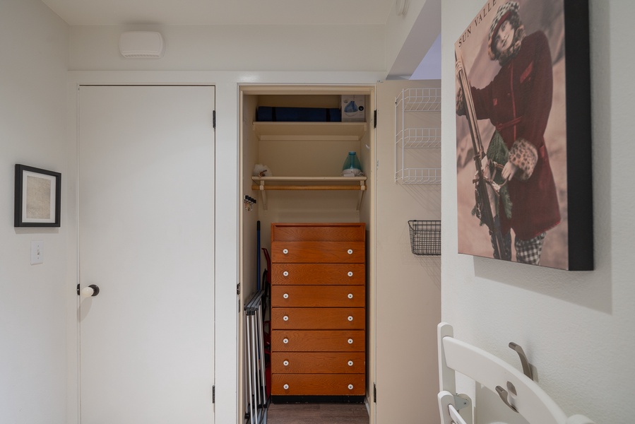 Wooden drawers for ample storage options.