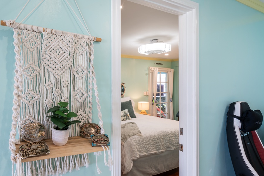 Soft, light-filled bedroom with calming textures and a peaceful, private retreat.