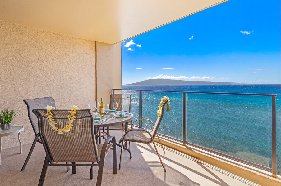 Enjoy your meals with a breathtaking ocean view from the comfort of the private lanai.