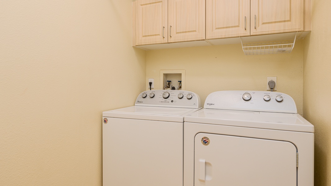 The guest laundry with washer and dryer.