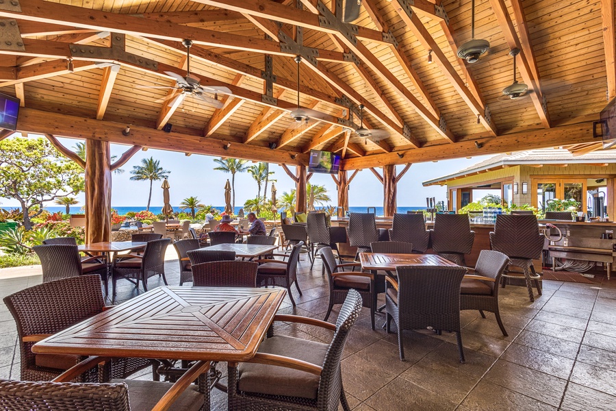 Hali’i Kai’s open air restaurant seating.