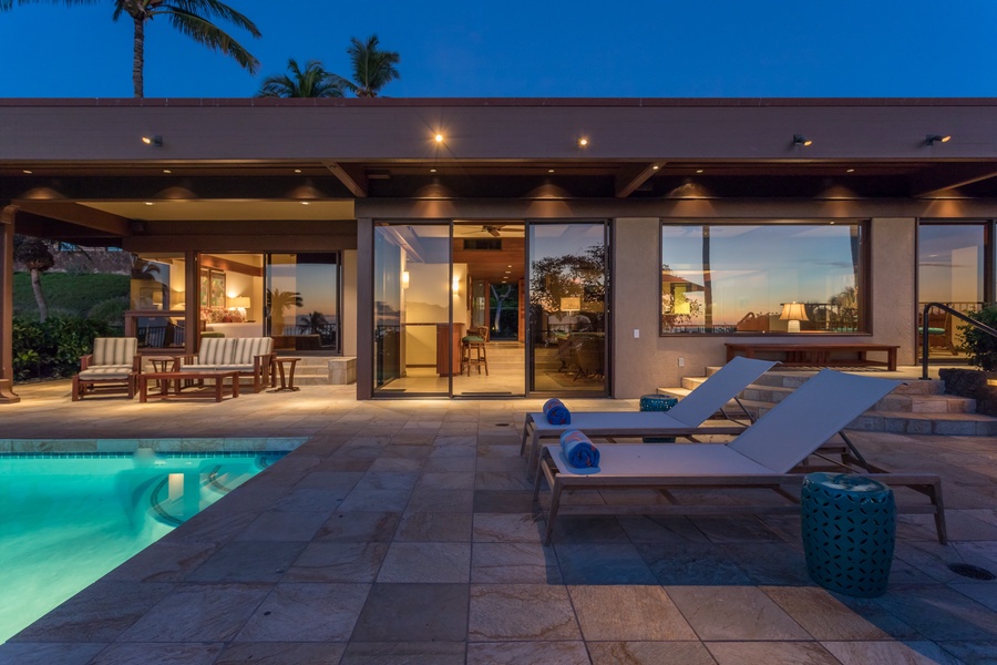 Reverse View of this Elegant Luxury Home at Sunset.