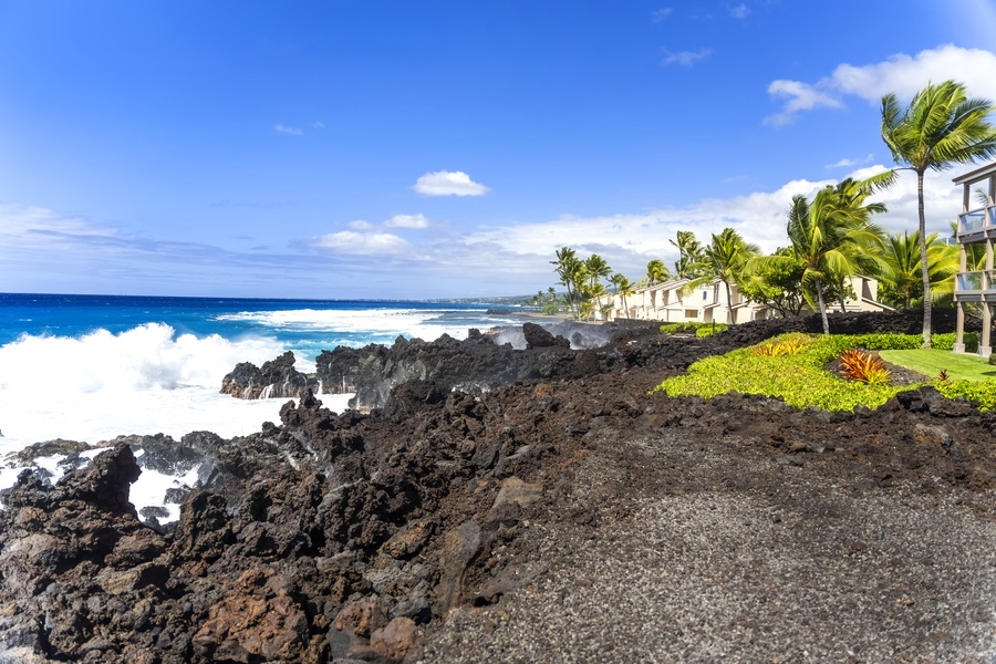 Ocean front views with crashing waves.